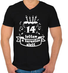 printfashion 14 lettem - Férfi V-nyakú póló - Fekete (2495294)