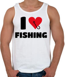 printfashion I love fishing - Férfi atléta - Fehér (13621414)