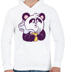printfashion Kávézó panda - Férfi kapucnis pulóver - Fehér (14109399)