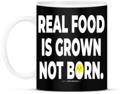 printfashion Real food is grown not born. - vegán aktivista grafika #1 - Bögre - Fekete (3906014)
