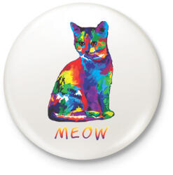 printfashion MEOW - Kitűző, hűtőmágnes - Fehér (3090142)
