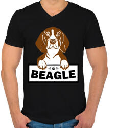 printfashion Beagle kutya - Férfi V-nyakú póló - Fekete (5038277)