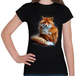 printfashion róka - Női póló - Fekete (13058162)