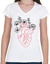 printfashion piros&fekete 1 - Női V-nyakú póló - Fehér (16280700)