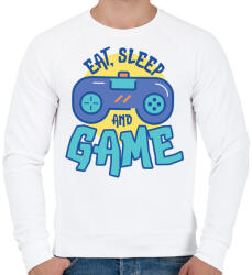 printfashion Eat Sleep and Game - Férfi pulóver - Fehér (5148240)