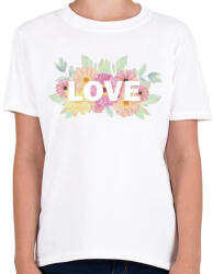printfashion Love virágokkal - Gyerek póló - Fehér (4822503)