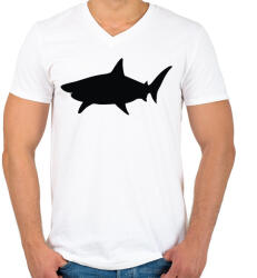 printfashion Cápa - Férfi V-nyakú póló - Fehér (14590592)