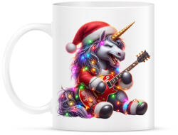 printfashion Vicces karácsonyi gitáros rocker party unikornis - Bögre - Fehér (15235333)