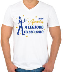 printfashion Az én apukám - Felszolgáló - Férfi V-nyakú póló - Fehér (9429708)