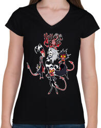 printfashion helluva boss - Női V-nyakú póló - Fekete (15148126)