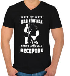 printfashion Egy igazi férfinak - Férfi V-nyakú póló - Fekete (13691135)