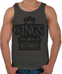 printfashion KINGS are born in October - fekete - Férfi atléta - Sötétszürke (5510217)