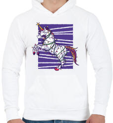 printfashion Unikornis karácsony - Férfi kapucnis pulóver - Fehér (10146704)