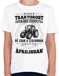 printfashion TRAKTOROS SZÜLINAP - Április - Gyerek póló - Fehér (2647270)