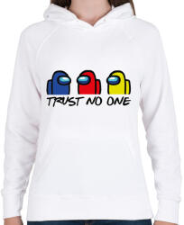 printfashion Among us trust no one - ne bízz senkiben - Női kapucnis pulóver - Fehér (4120552)