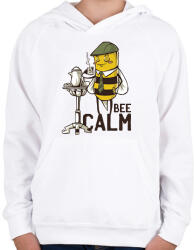 printfashion Bee Calm - Gyerek kapucnis pulóver - Fehér (6352402)