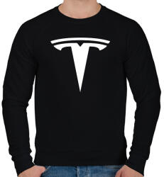 printfashion TESLA logo fehér - Férfi pulóver - Fekete (5363062)