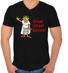 printfashion jöttem láttam győztem - Férfi V-nyakú póló - Fekete (1388948)