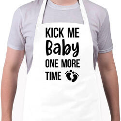 printfashion Kick me baby one more time - Kismama (fekete) - Kötény - Fehér (7056112)