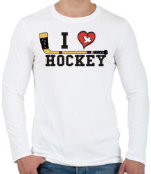 printfashion I love hockey - Férfi hosszú ujjú póló - Fehér (15646322)