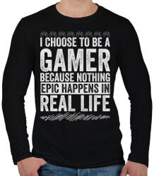 printfashion Gamer life - Férfi hosszú ujjú póló - Fekete (2875731)