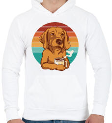 printfashion Kávézó labrador - Férfi kapucnis pulóver - Fehér (13677313)