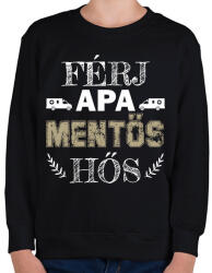 printfashion Férj, apa, mentős, hős - Gyerek pulóver - Fekete (9126820)