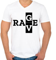 printfashion R A V/G E - Férfi V-nyakú póló - Fehér (2612165)