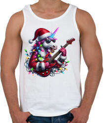 printfashion Vicces karácsonyi gitáros rocker party unikornis - Férfi atléta - Fehér (15232798)