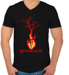printfashion Hellfire Club heart - Férfi V-nyakú póló - Fekete (7477379)