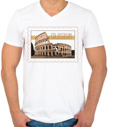printfashion Colosseum - Férfi V-nyakú póló - Fehér (7425147)
