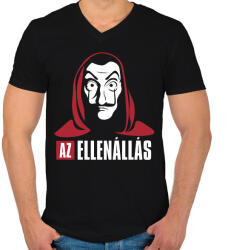 printfashion Az ellenállás - A nagy pénzrablás - La Casa de Papel - Money Heist - Férfi V-nyakú póló - Fekete (5730938)