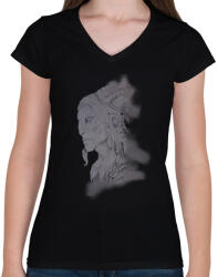 printfashion faun - Női V-nyakú póló - Fekete (5771185)