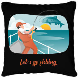 printfashion Let's go fishing - Párnahuzat, Díszpárnahuzat - Fekete (10838683)