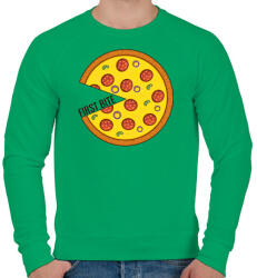 printfashion Páros póló - First bite pizza - Férfi pulóver - Zöld (4262278)