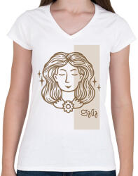 printfashion Szűz horoszkóp - Női V-nyakú póló - Fehér (6274485)