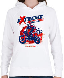 printfashion Motocross - Női kapucnis pulóver - Fehér (13736703)