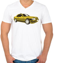 printfashion Taxi - Férfi V-nyakú póló - Fehér (10772031)