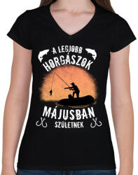 printfashion a legjobb horgászok - Női V-nyakú póló - Fekete (4985962)