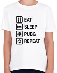printfashion Eat Sleep PUBG Repeat - Fekete - Gyerek póló - Fehér (1551980)