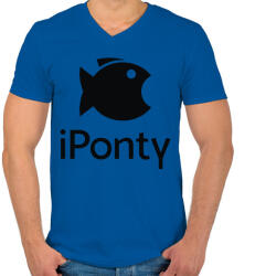 printfashion Iponty - Férfi V-nyakú póló - Királykék (2456523)