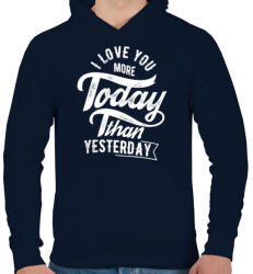 printfashion Ma jobban szeretlek, mint tegnap - Férfi kapucnis pulóver - Sötétkék (53139)