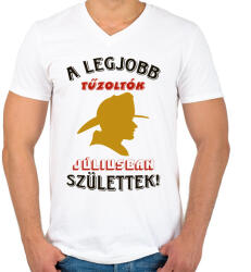 printfashion Tűzoltó szülinapja július - Férfi V-nyakú póló - Fehér (5775800)