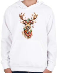 printfashion Karácsonyi rénszarvas - Gyerek kapucnis pulóver - Fehér (15143386)