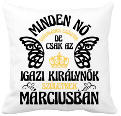 printfashion Szülinapos királynő_március fekete - Párnahuzat, Díszpárnahuzat - Fehér (4721301)