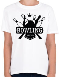 printfashion Bowling mester - Gyerek póló - Fehér (7167024)