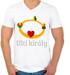 printfashion Ulti király - Férfi V-nyakú póló - Fehér (7450053)