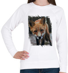 printfashion Róka portré - Női pulóver - Fehér (4597749)