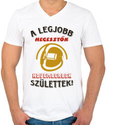 printfashion Hegesztő szülinap november színes - Férfi V-nyakú póló - Fehér (5523390)