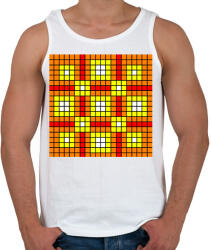 printfashion kockás minta 02 - Férfi atléta - Fehér (10860974)